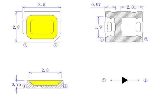 Smd Red Led Chips Led Light Chip Replacement 2835 3v 6v 9v 18v 130-140lm